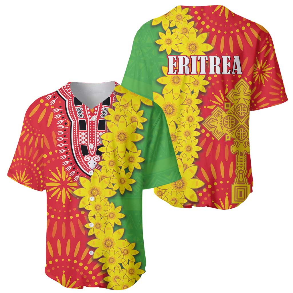 Eritrea Enkutatash Dashiki Baseball Jersey With Folk Pattern - Wonder Print Shop