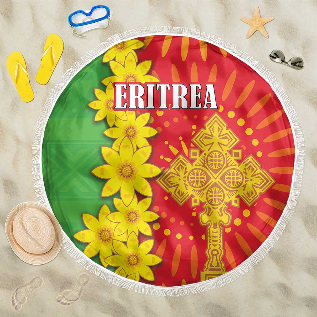 Eritrea Enkutatash Dashiki Beach Blanket With Folk Pattern - Wonder Print Shop
