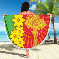 Eritrea Enkutatash Dashiki Beach Blanket With Folk Pattern - Wonder Print Shop
