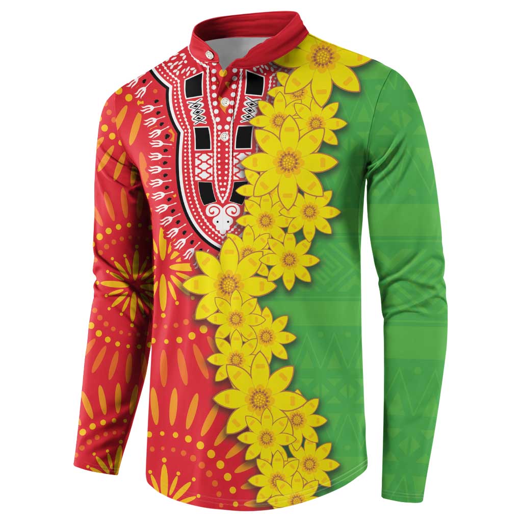 Eritrea Enkutatash Dashiki Button Sweatshirt With Folk Pattern - Wonder Print Shop