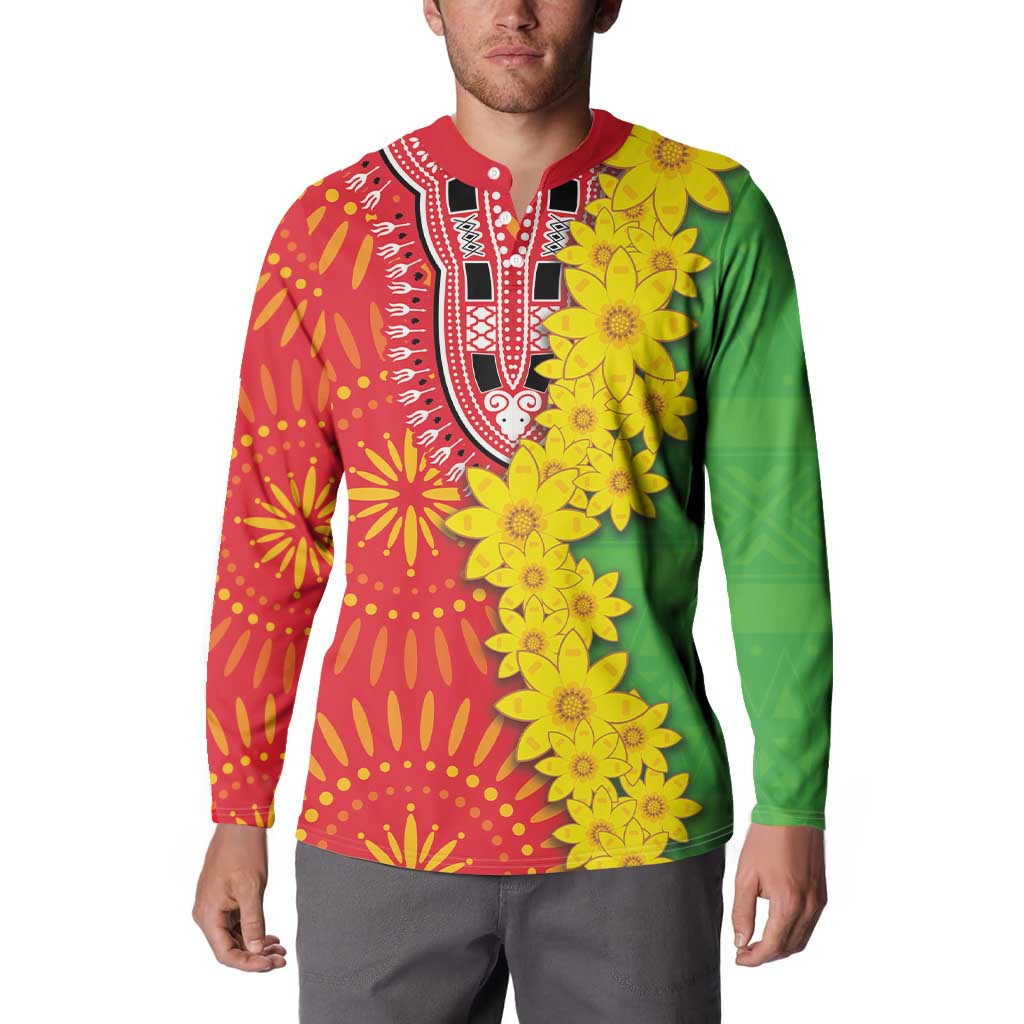 Eritrea Enkutatash Dashiki Button Sweatshirt With Folk Pattern - Wonder Print Shop