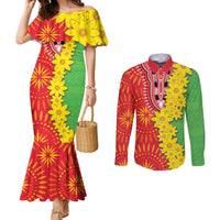 Eritrea Enkutatash Dashiki Couples Matching Mermaid Dress and Long Sleeve Button Shirt With Folk Pattern