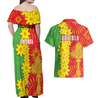 Eritrea Enkutatash Dashiki Couples Matching Off Shoulder Maxi Dress and Hawaiian Shirt With Folk Pattern - Wonder Print Shop