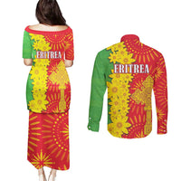 Eritrea Enkutatash Dashiki Couples Matching Puletasi and Long Sleeve Button Shirt With Folk Pattern - Wonder Print Shop