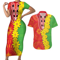 Eritrea Enkutatash Dashiki Couples Matching Short Sleeve Bodycon Dress and Hawaiian Shirt With Folk Pattern - Wonder Print Shop