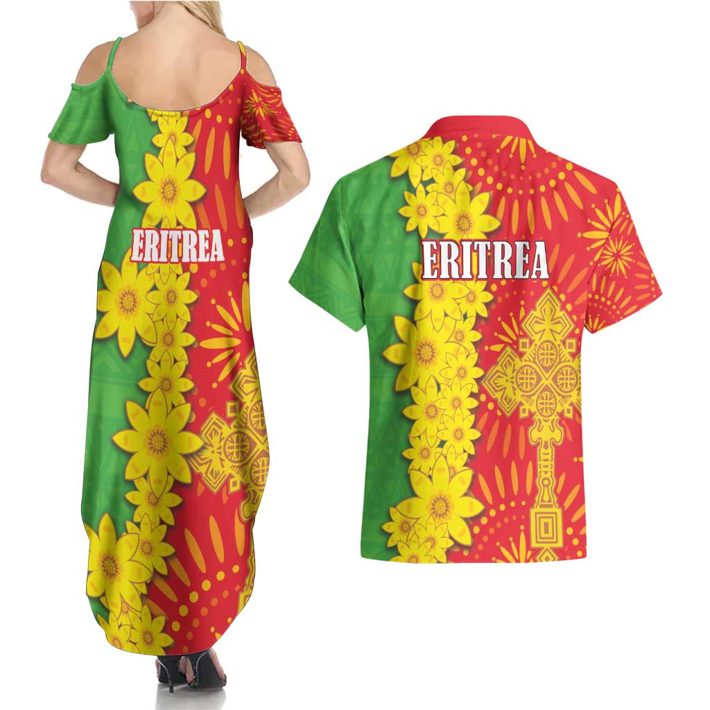 Eritrea Enkutatash Dashiki Couples Matching Summer Maxi Dress and Hawaiian Shirt With Folk Pattern - Wonder Print Shop