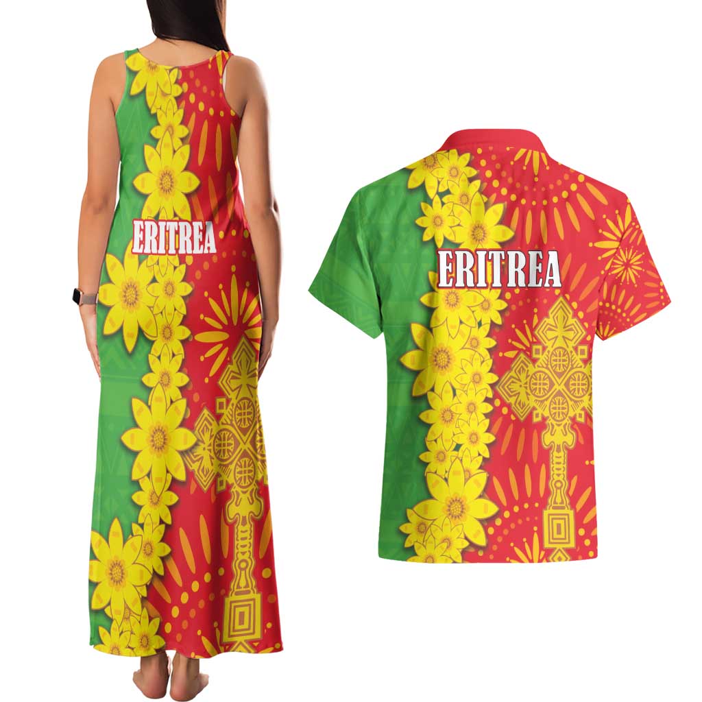 Eritrea Enkutatash Dashiki Couples Matching Tank Maxi Dress and Hawaiian Shirt With Folk Pattern - Wonder Print Shop