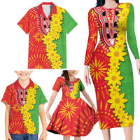 Eritrea Enkutatash Dashiki Family Matching Long Sleeve Bodycon Dress and Hawaiian Shirt With Folk Pattern - Wonder Print Shop