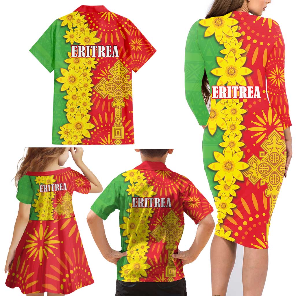Eritrea Enkutatash Dashiki Family Matching Long Sleeve Bodycon Dress and Hawaiian Shirt With Folk Pattern - Wonder Print Shop