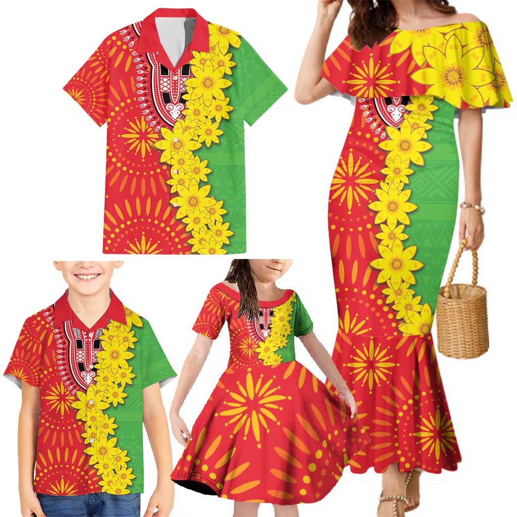 Eritrea Enkutatash Dashiki Family Matching Mermaid Dress and Hawaiian Shirt With Folk Pattern - Wonder Print Shop