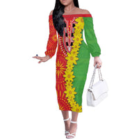 Eritrea Enkutatash Dashiki Family Matching Off The Shoulder Long Sleeve Dress and Hawaiian Shirt With Folk Pattern - Wonder Print Shop