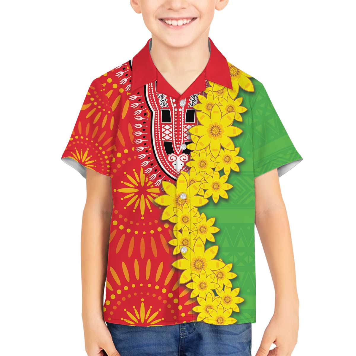 Eritrea Enkutatash Dashiki Family Matching Puletasi and Hawaiian Shirt With Folk Pattern - Wonder Print Shop