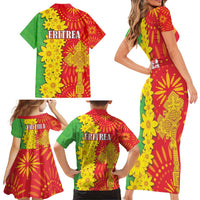 Eritrea Enkutatash Dashiki Family Matching Short Sleeve Bodycon Dress and Hawaiian Shirt With Folk Pattern - Wonder Print Shop