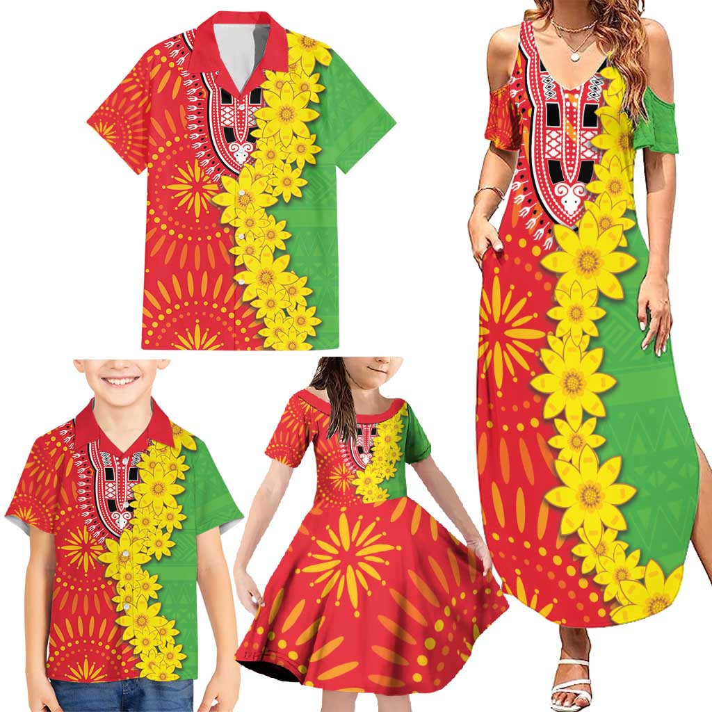 Eritrea Enkutatash Dashiki Family Matching Summer Maxi Dress and Hawaiian Shirt With Folk Pattern - Wonder Print Shop