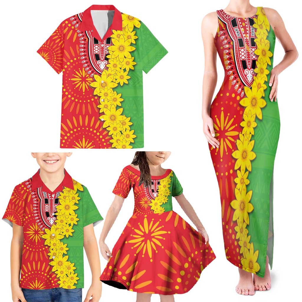 Eritrea Enkutatash Dashiki Family Matching Tank Maxi Dress and Hawaiian Shirt With Folk Pattern - Wonder Print Shop