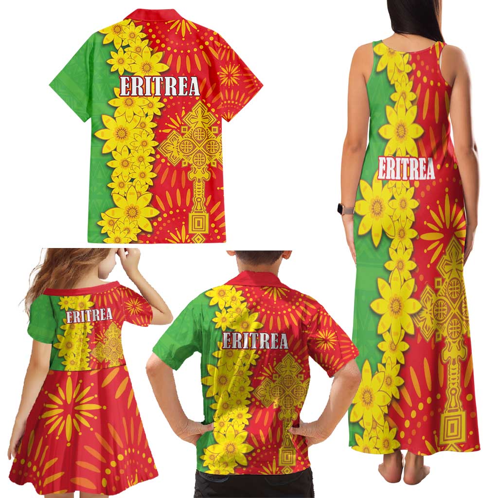 Eritrea Enkutatash Dashiki Family Matching Tank Maxi Dress and Hawaiian Shirt With Folk Pattern - Wonder Print Shop