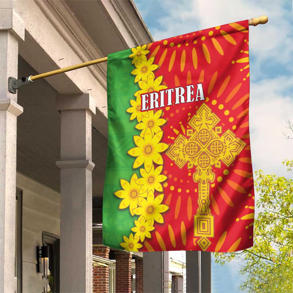 Eritrea Enkutatash Dashiki Garden Flag With Folk Pattern - Wonder Print Shop