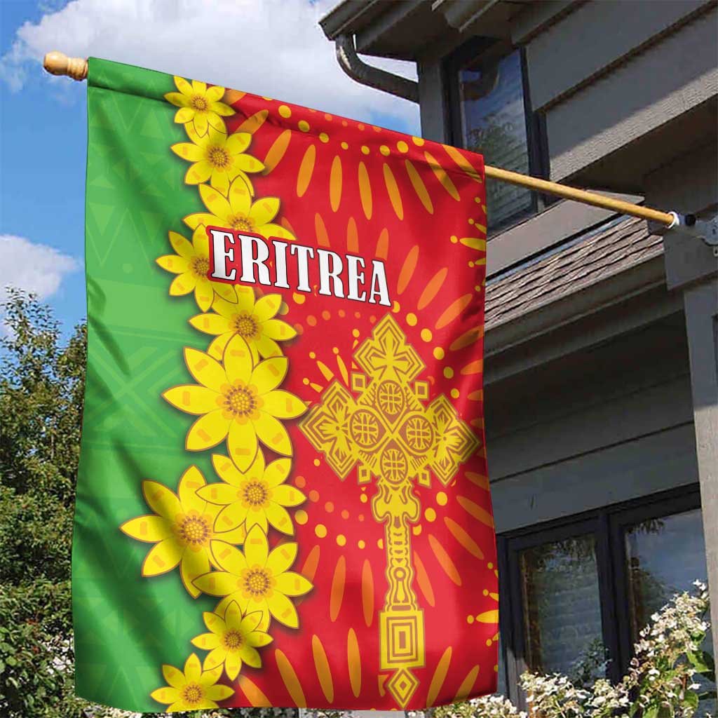 Eritrea Enkutatash Dashiki Garden Flag With Folk Pattern - Wonder Print Shop