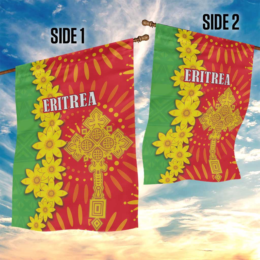 Eritrea Enkutatash Dashiki Garden Flag With Folk Pattern - Wonder Print Shop