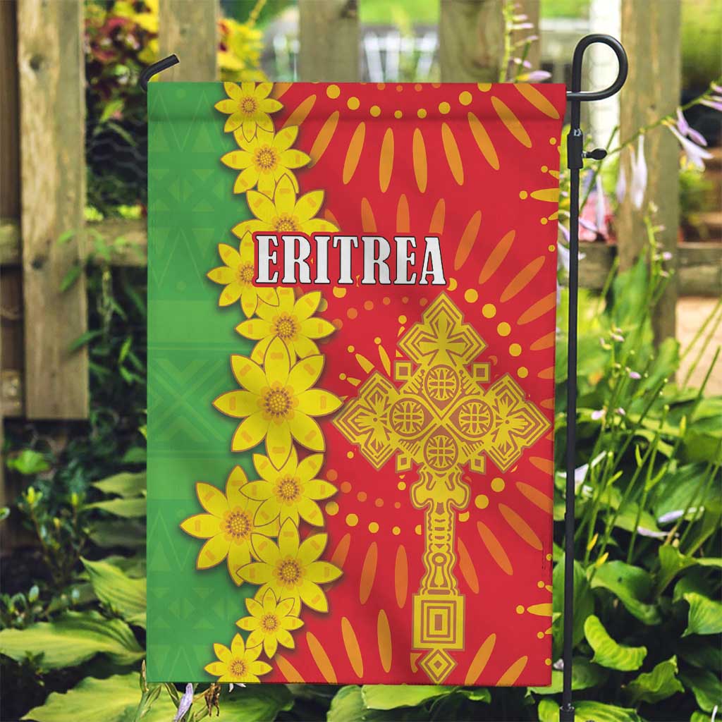 Eritrea Enkutatash Dashiki Garden Flag With Folk Pattern - Wonder Print Shop