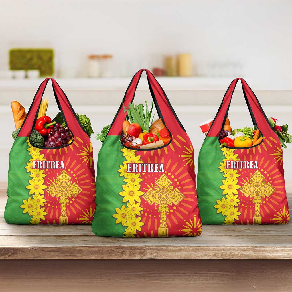 Eritrea Enkutatash Dashiki Grocery Bag With Folk Pattern