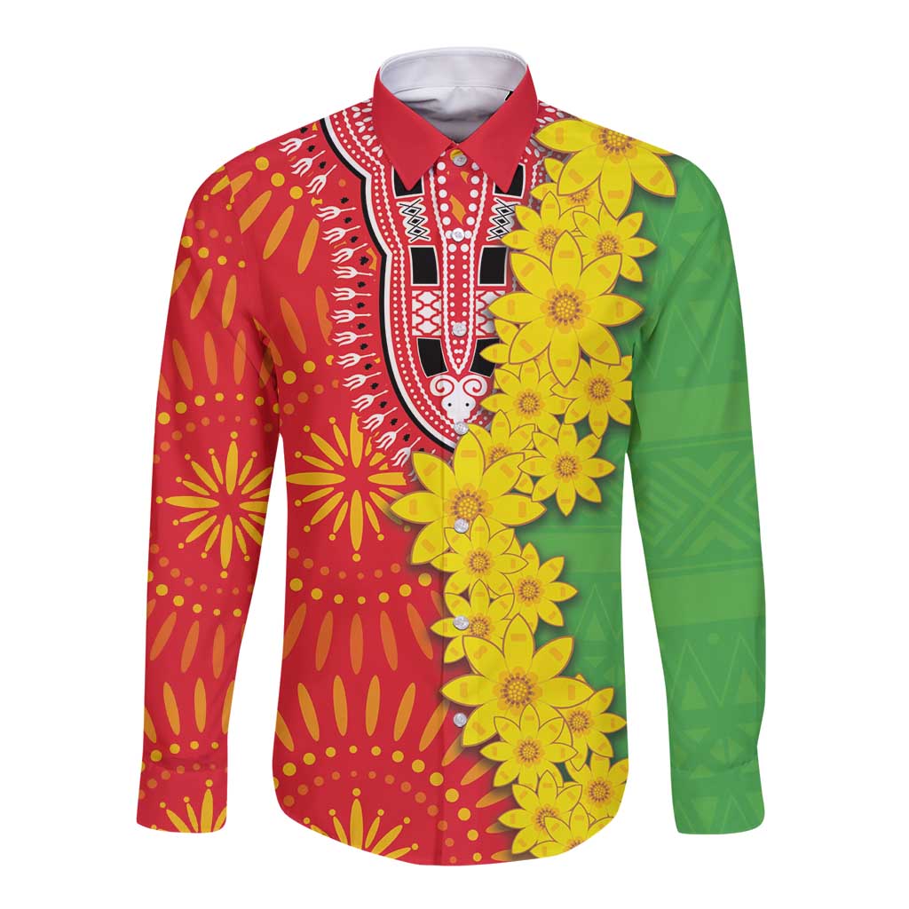 Eritrea Enkutatash Dashiki Long Sleeve Button Shirt With Folk Pattern - Wonder Print Shop