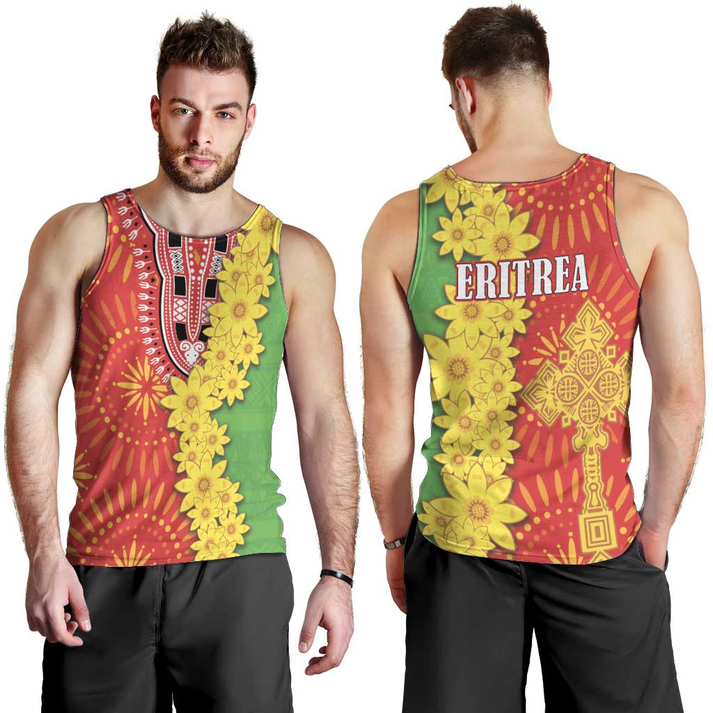Eritrea Enkutatash Dashiki Men Tank Top With Folk Pattern - Wonder Print Shop