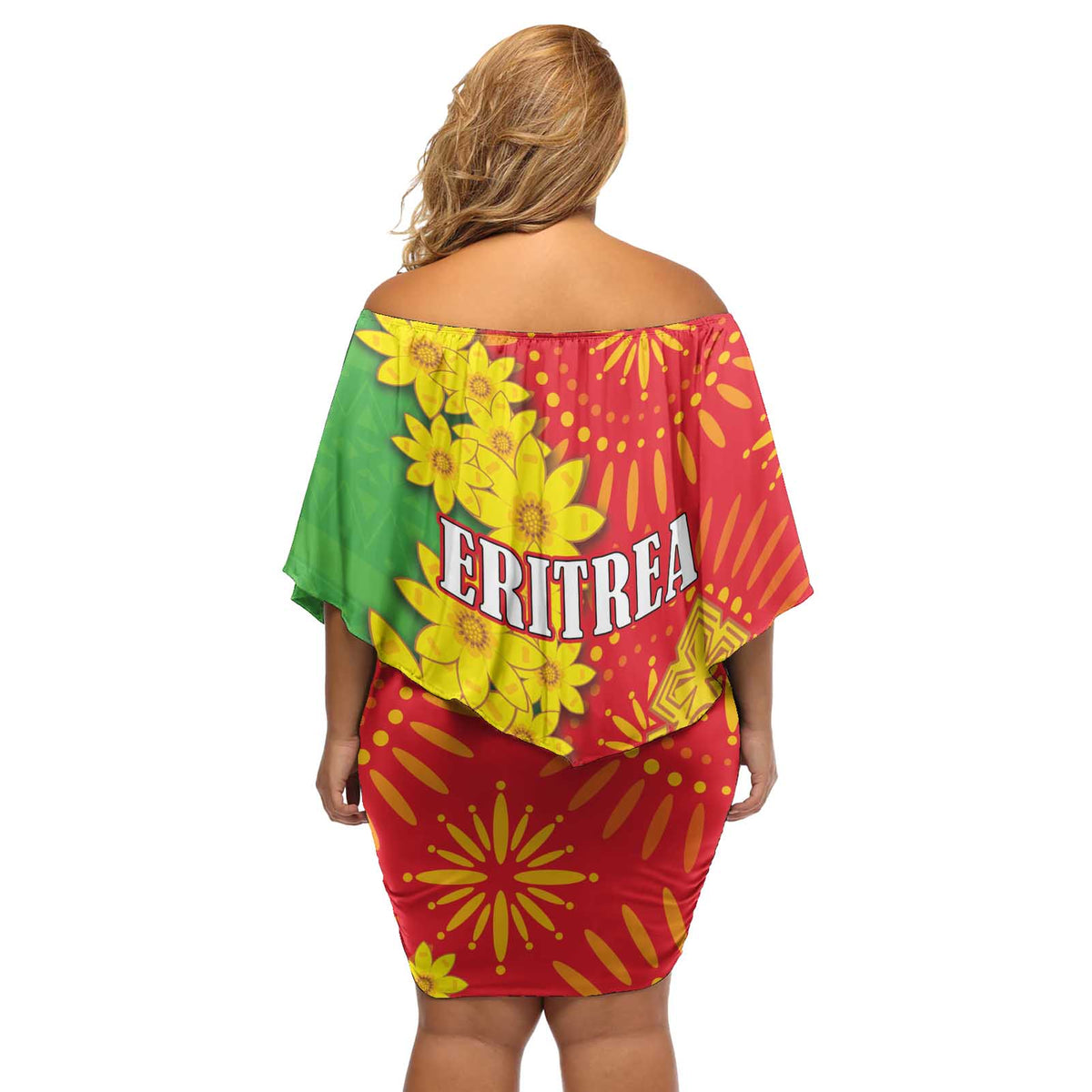 Eritrea Enkutatash Dashiki Off Shoulder Short Dress With Folk Pattern - Wonder Print Shop