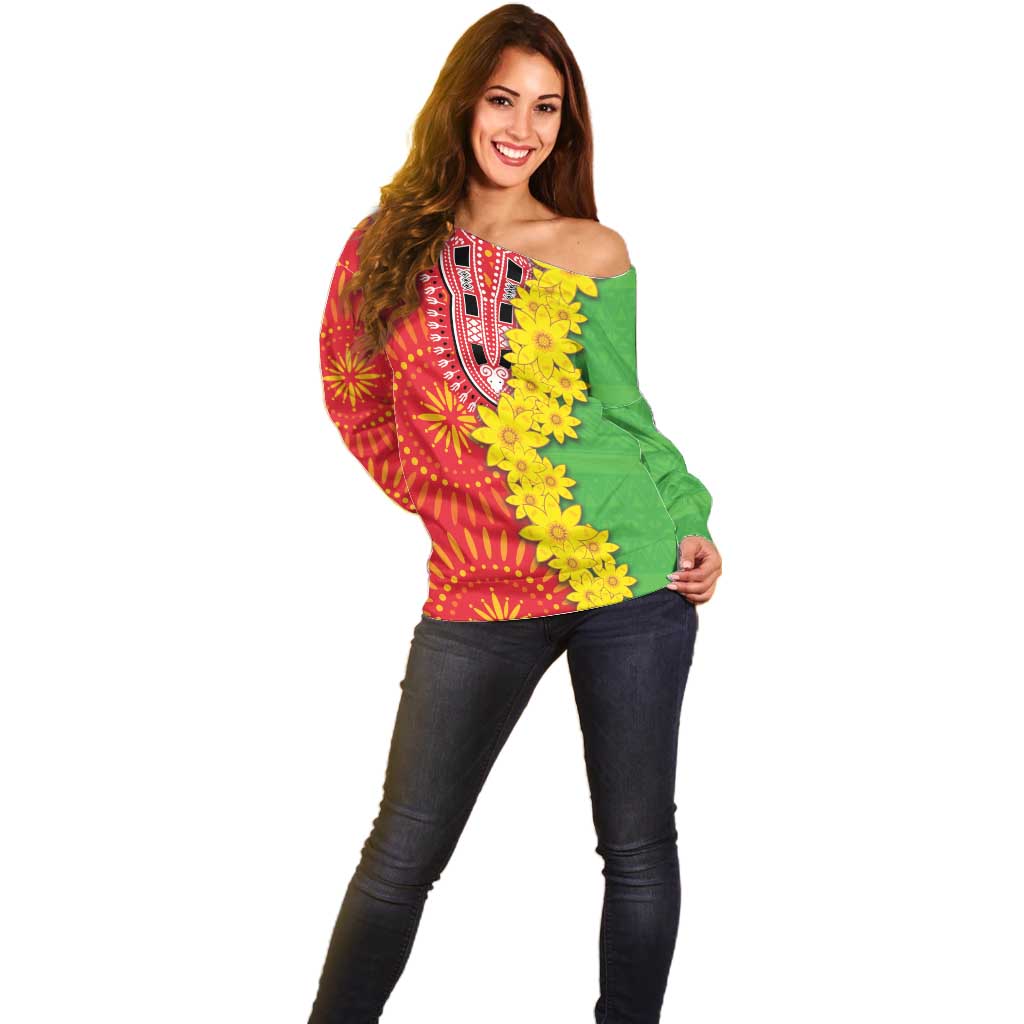 Eritrea Enkutatash Dashiki Off Shoulder Sweater With Folk Pattern - Wonder Print Shop