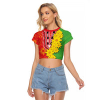 Eritrea Enkutatash Dashiki Raglan Cropped T Shirt With Folk Pattern - Wonder Print Shop