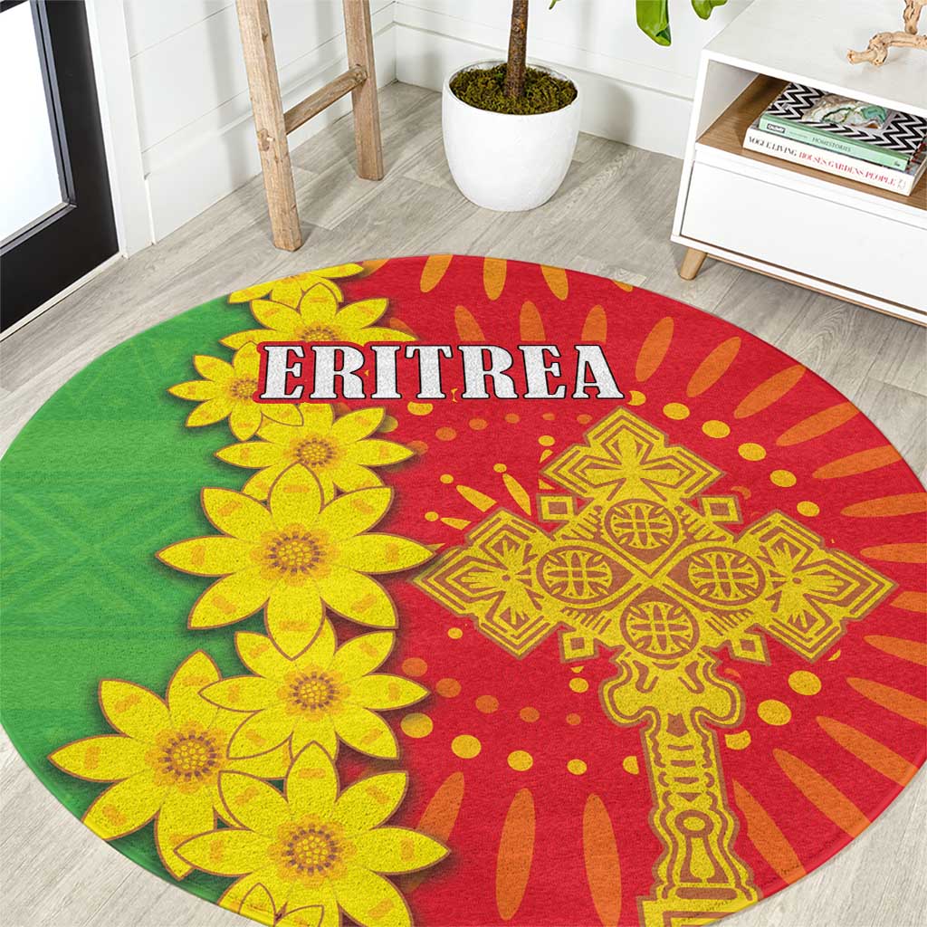 Eritrea Enkutatash Dashiki Round Carpet With Folk Pattern