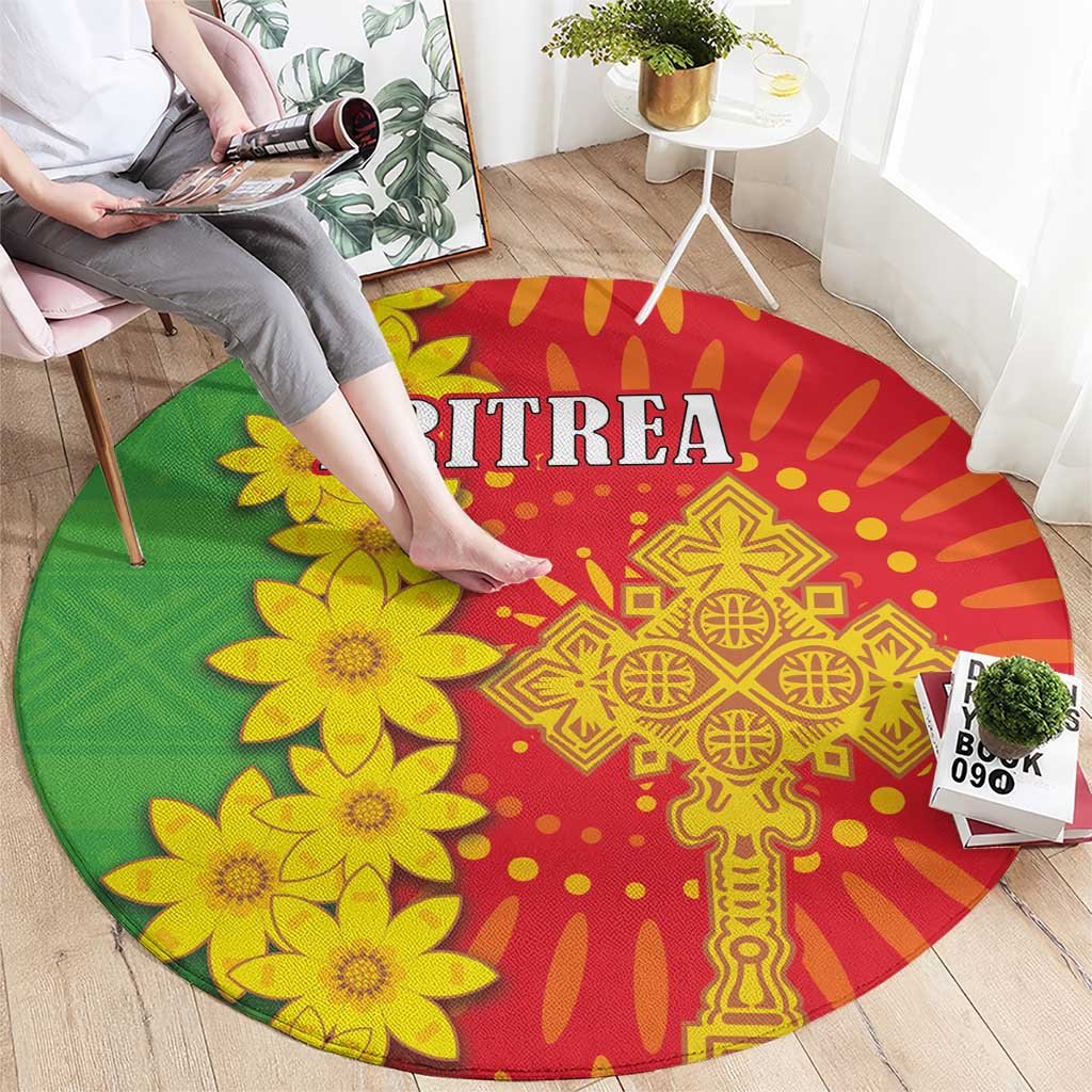 Eritrea Enkutatash Dashiki Round Carpet With Folk Pattern