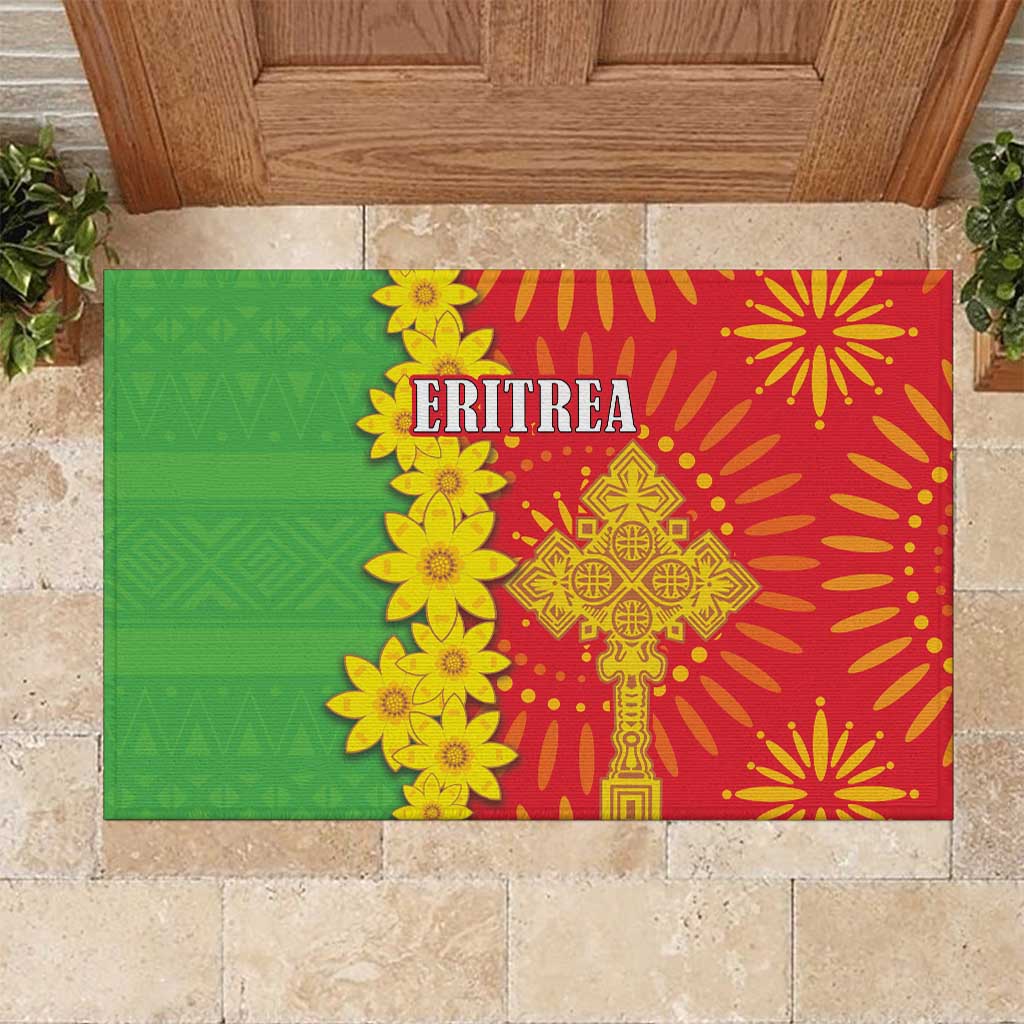Eritrea Enkutatash Dashiki Rubber Doormat With Folk Pattern - Wonder Print Shop