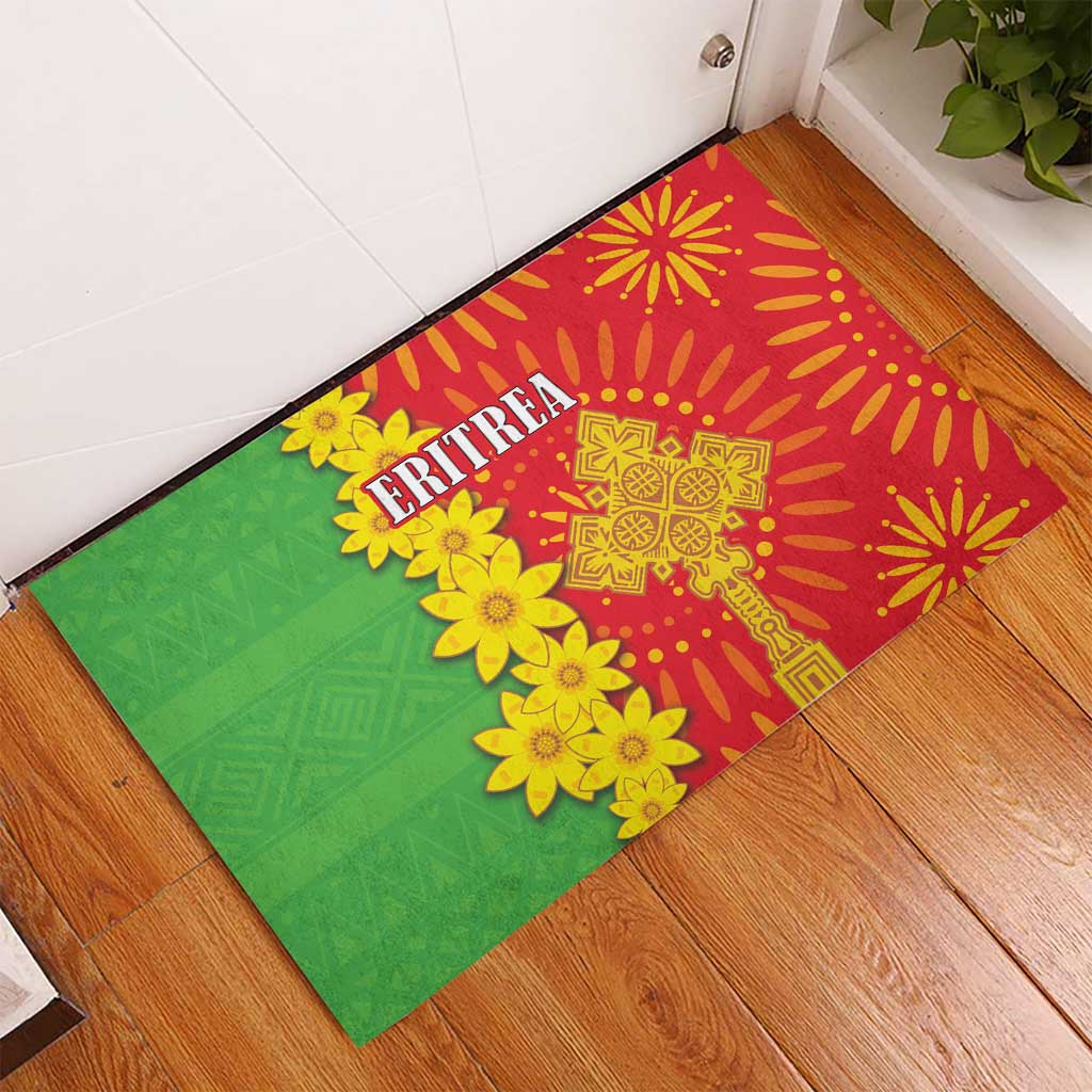 Eritrea Enkutatash Dashiki Rubber Doormat With Folk Pattern - Wonder Print Shop