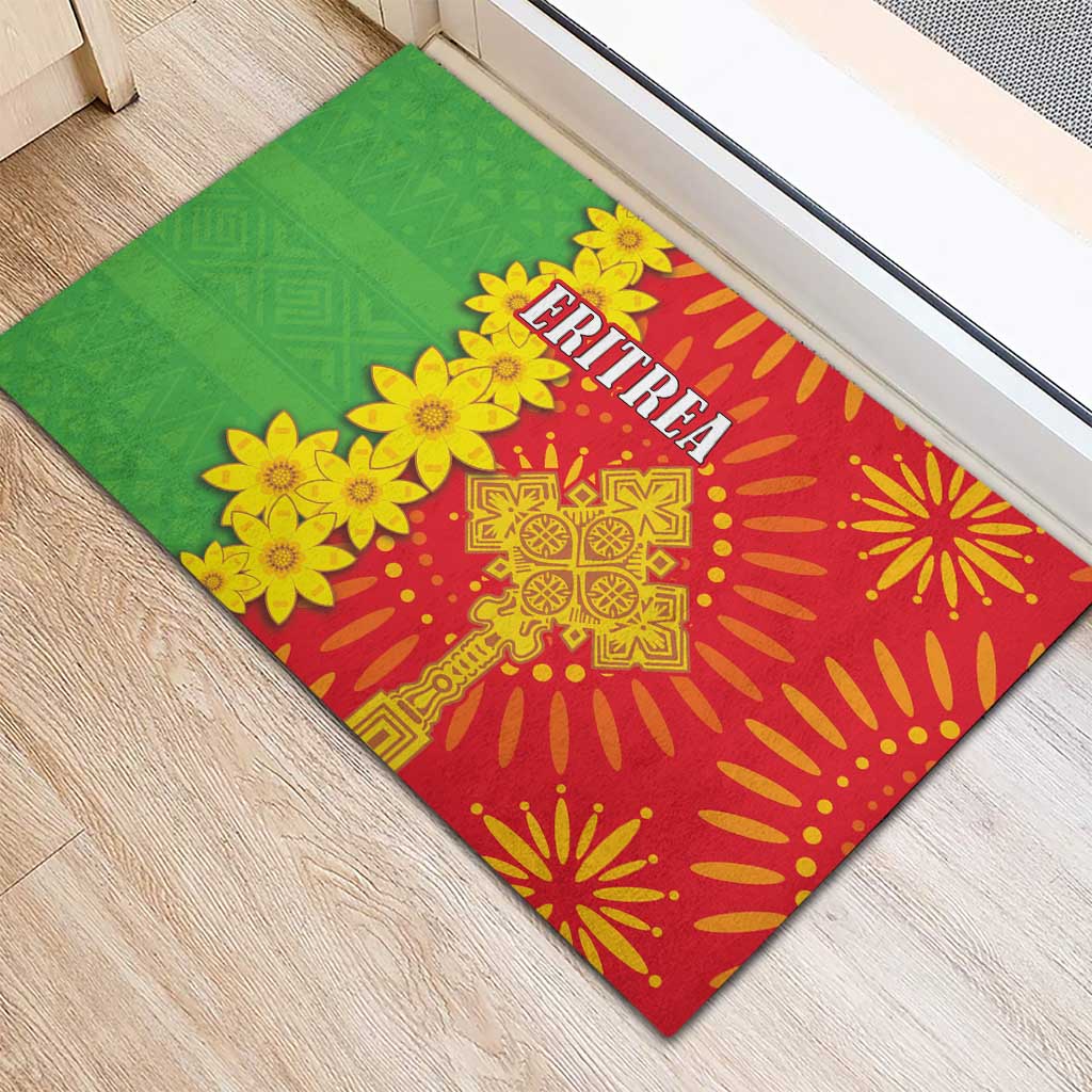 Eritrea Enkutatash Dashiki Rubber Doormat With Folk Pattern - Wonder Print Shop