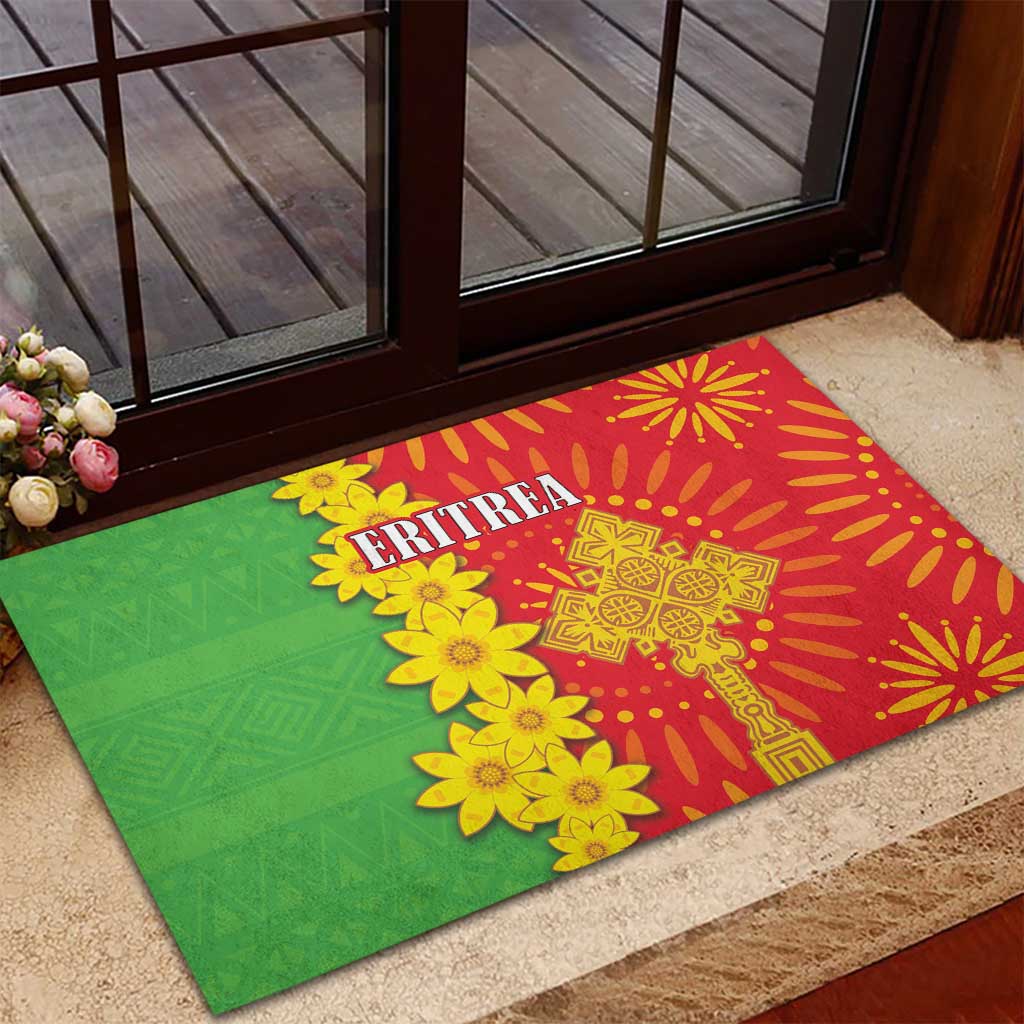 Eritrea Enkutatash Dashiki Rubber Doormat With Folk Pattern - Wonder Print Shop