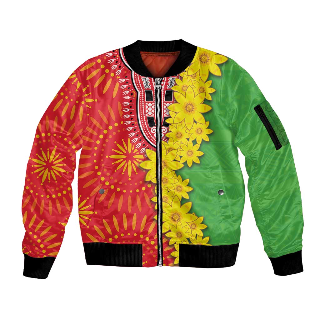Eritrea Enkutatash Dashiki Sleeve Zip Bomber Jacket With Folk Pattern - Wonder Print Shop