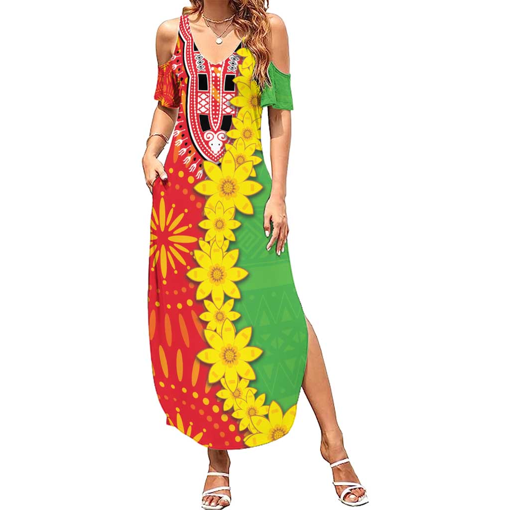 Eritrea Enkutatash Dashiki Summer Maxi Dress With Folk Pattern - Wonder Print Shop