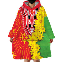 Eritrea Enkutatash Dashiki Wearable Blanket Hoodie With Folk Pattern - Wonder Print Shop