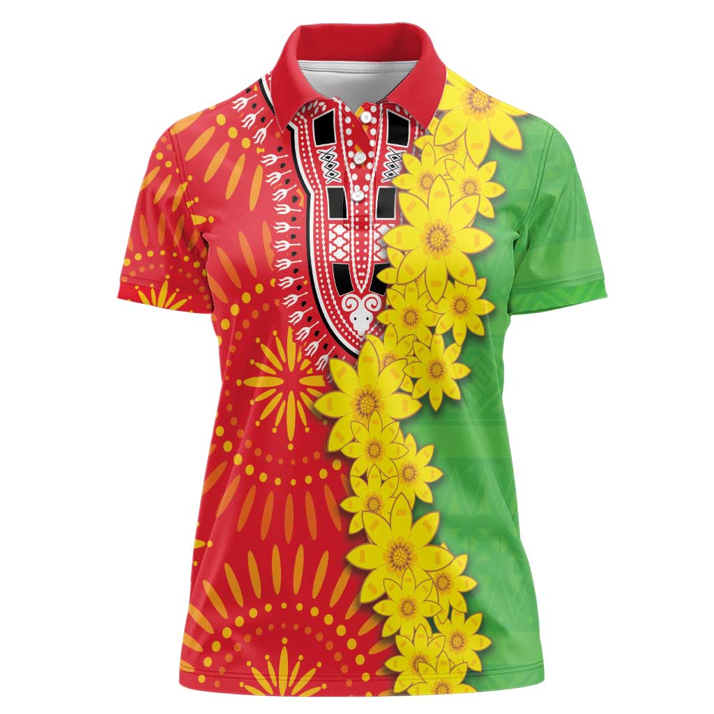 Eritrea Enkutatash Dashiki Women Polo Shirt With Folk Pattern - Wonder Print Shop