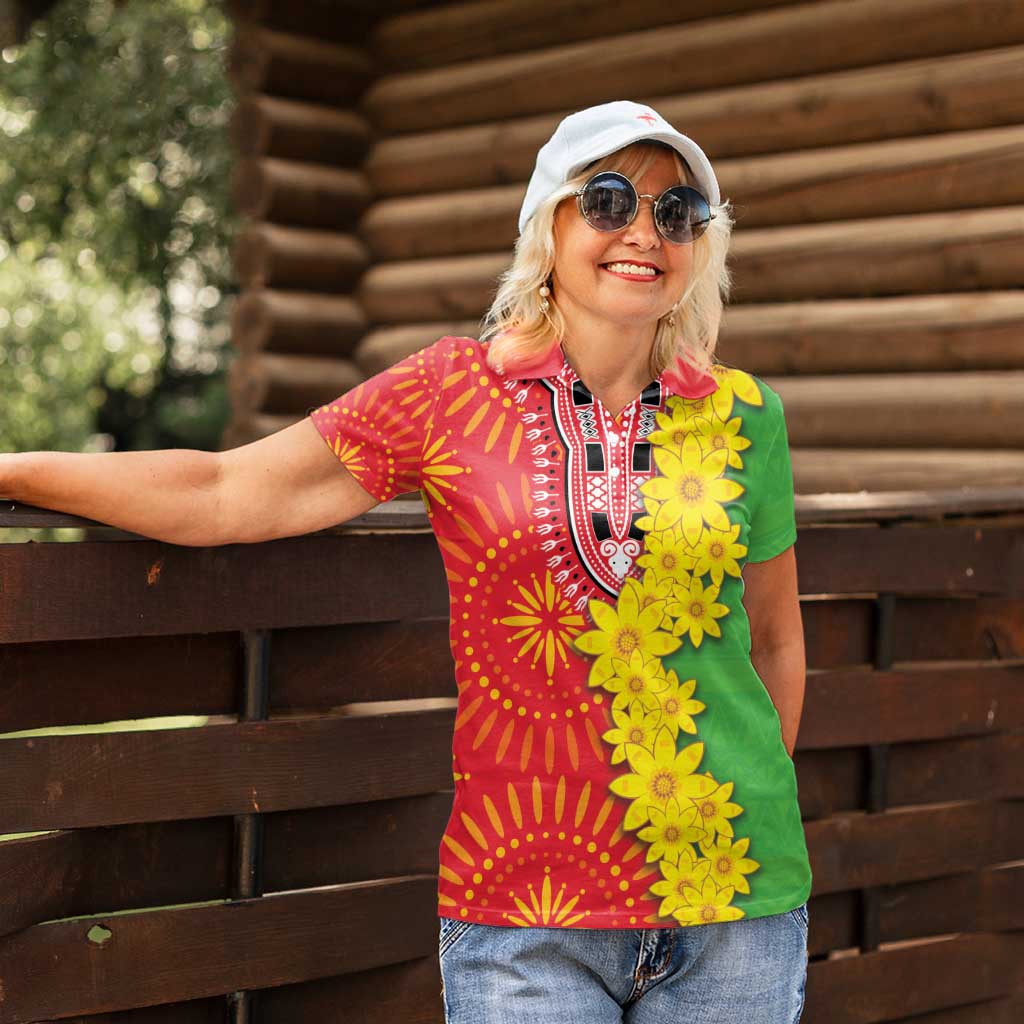 Eritrea Enkutatash Dashiki Women Polo Shirt With Folk Pattern - Wonder Print Shop