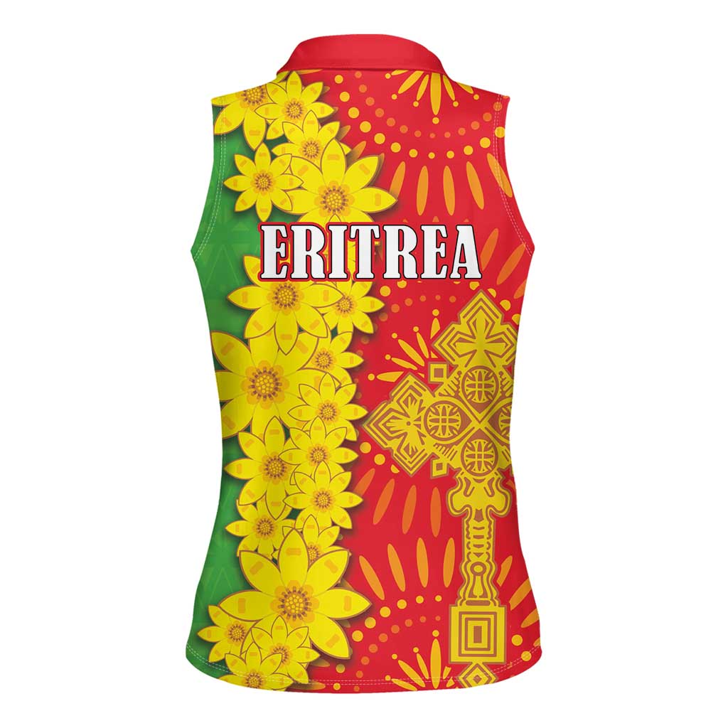 Eritrea Enkutatash Dashiki Women Sleeveless Polo Shirt With Folk Pattern - Wonder Print Shop