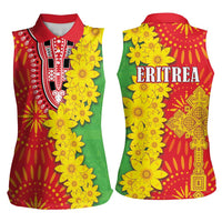 Eritrea Enkutatash Dashiki Women Sleeveless Polo Shirt With Folk Pattern - Wonder Print Shop