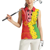 Eritrea Enkutatash Dashiki Women Sleeveless Polo Shirt With Folk Pattern - Wonder Print Shop