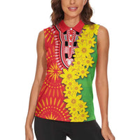 Eritrea Enkutatash Dashiki Women Sleeveless Polo Shirt With Folk Pattern - Wonder Print Shop