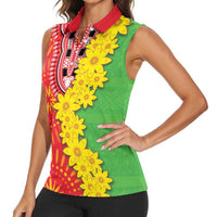 Eritrea Enkutatash Dashiki Women Sleeveless Polo Shirt With Folk Pattern - Wonder Print Shop