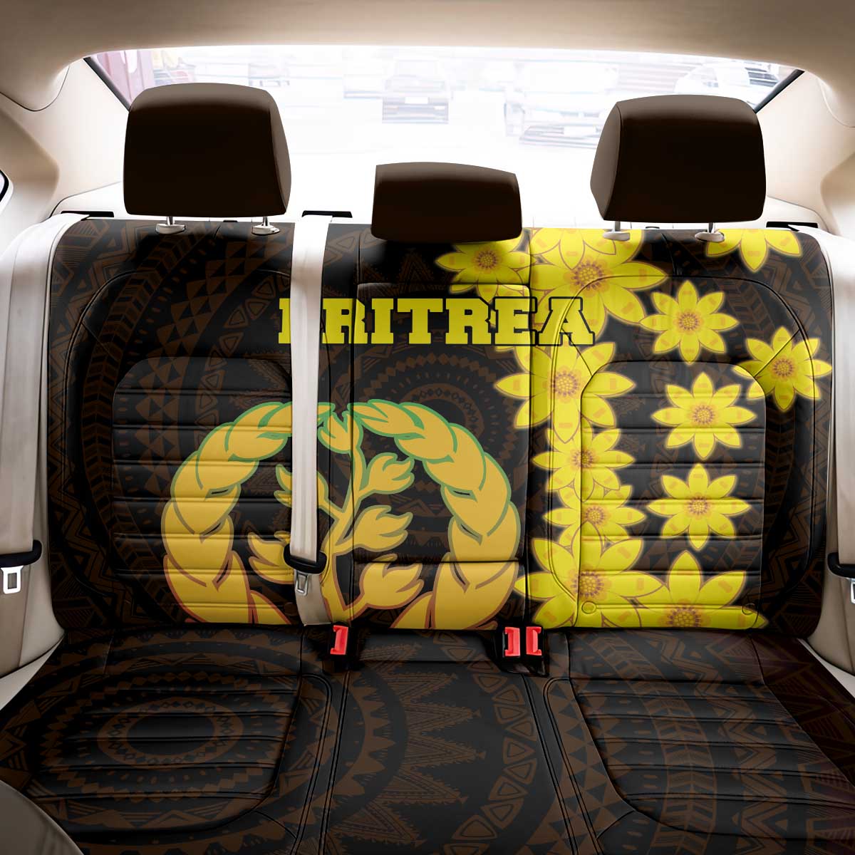 Enkutatash Eritrea New Year Back Car Seat Cover With Coat Of Arms - Wonder Print Shop