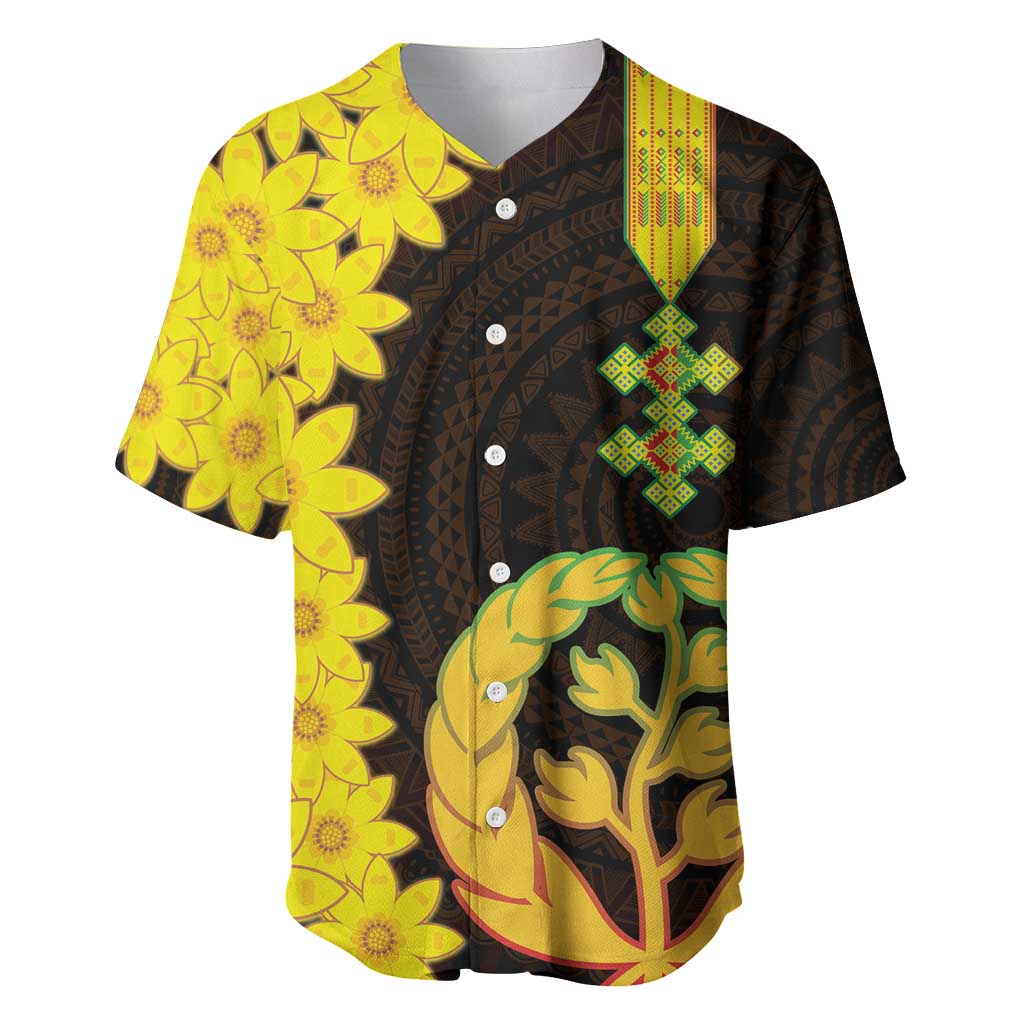 Enkutatash Eritrea New Year Baseball Jersey With Coat Of Arms - Wonder Print Shop