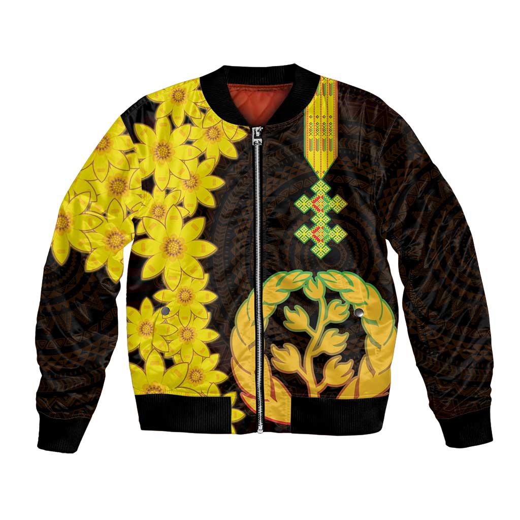 Enkutatash Eritrea New Year Bomber Jacket With Coat Of Arms - Wonder Print Shop