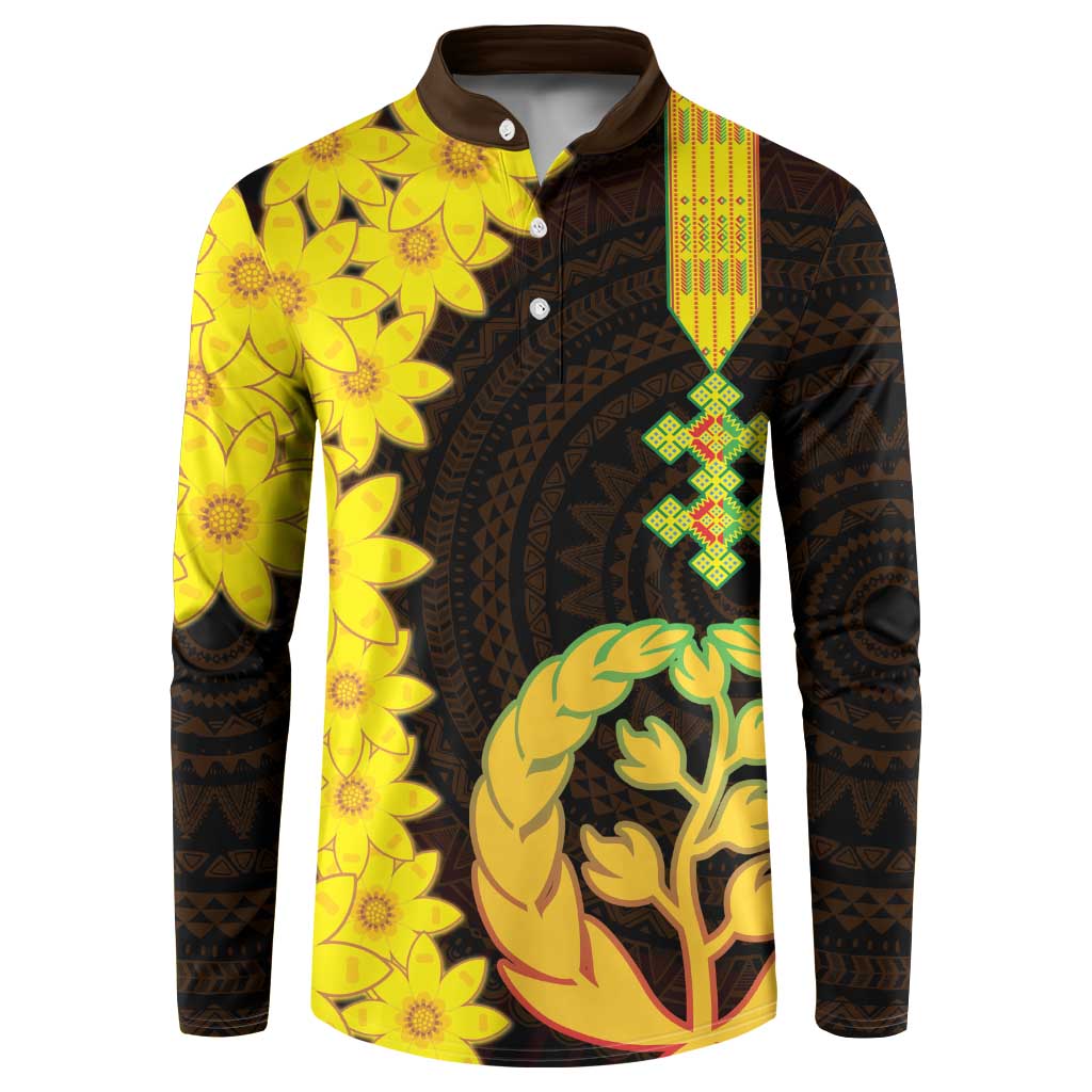 Enkutatash Eritrea New Year Button Sweatshirt With Coat Of Arms - Wonder Print Shop